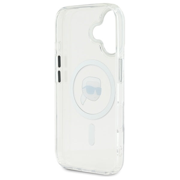 Karl Lagerfeld IML Metal Karl Head MagSafe Case for iPhone 16 Plus - White