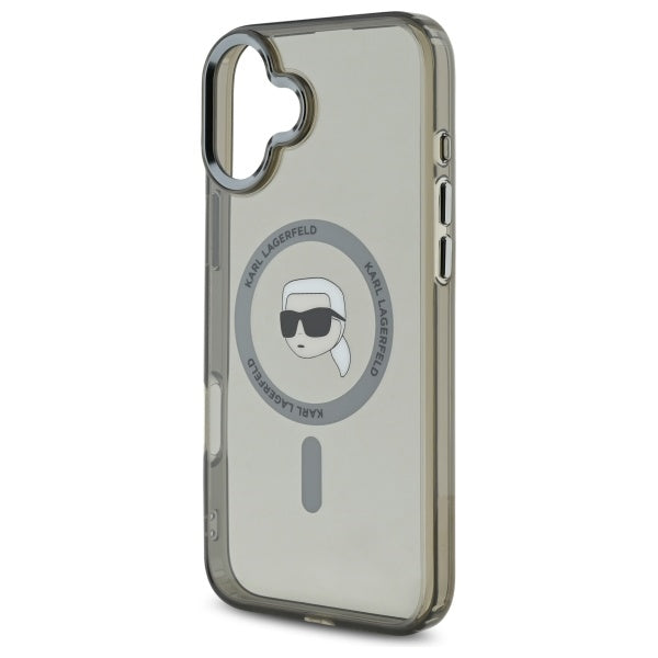 Karl Lagerfeld IML Metal Karl Head MagSafe iPhone 16 Plus Case - Black