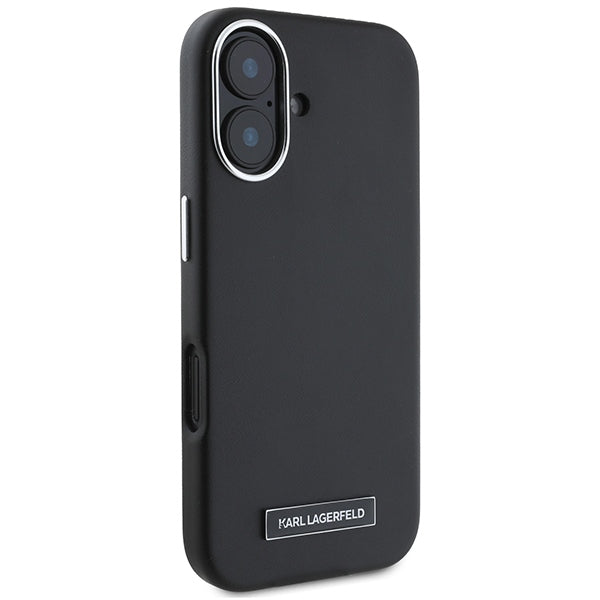 Karl Lagerfeld FW Metal Plate MagSafe iPhone 16 Plus Case - Black