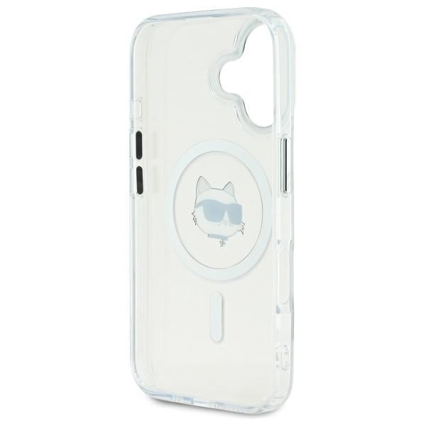 Karl Lagerfeld IML Metal Choupette Head MagSafe iPhone 16 Case - White