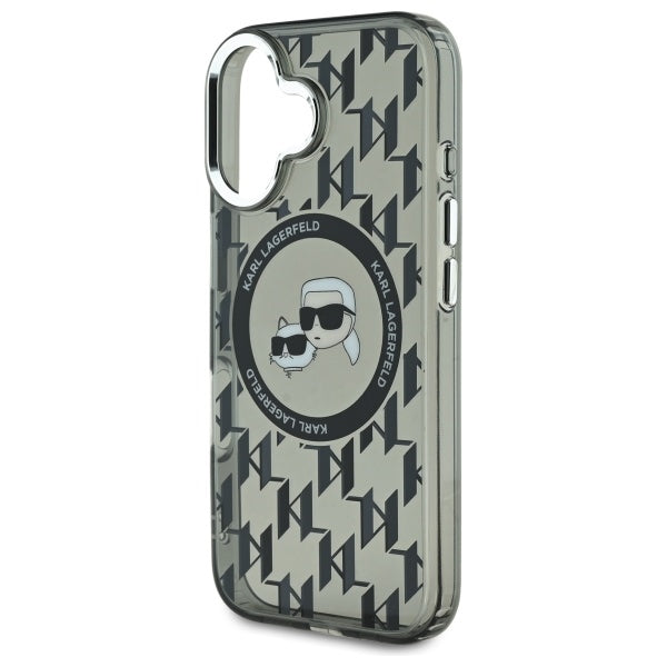 Karl Lagerfeld IML Monogram Karl &amp; Choupette Head MagSafe iPhone 16 Case - Black