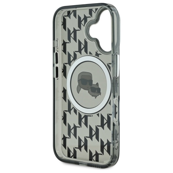 Karl Lagerfeld IML Monogram Karl &amp; Choupette Head MagSafe iPhone 16 Case - Black