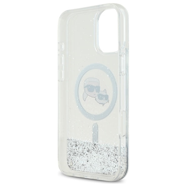 Karl Lagerfeld Liquid Glitter Karl&amp;Choupette Head Magsafe iPhone 16 Case - Clear