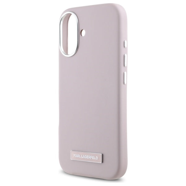 Karl Lagerfeld FW Metal Plate MagSafe iPhone 16 Case - Pink
