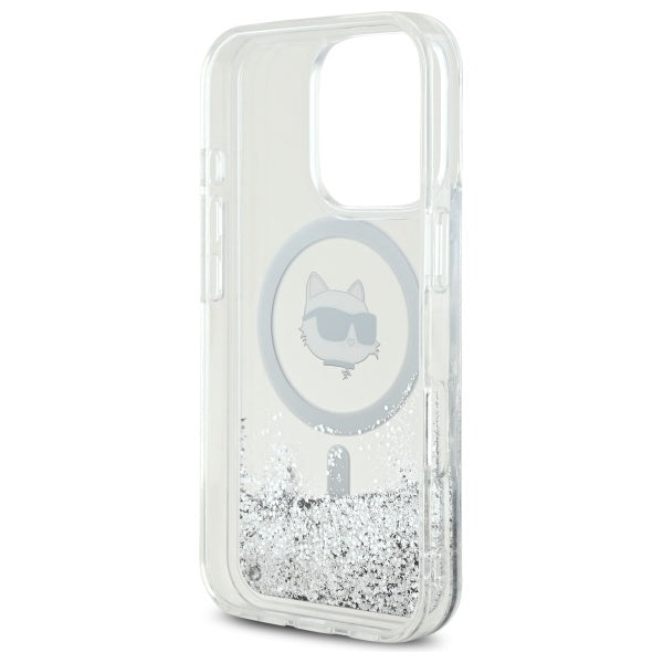 Karl Lagerfeld Liquid Glitter Choupette Head Magsafe Case for iPhone 16 Pro Max - Clear