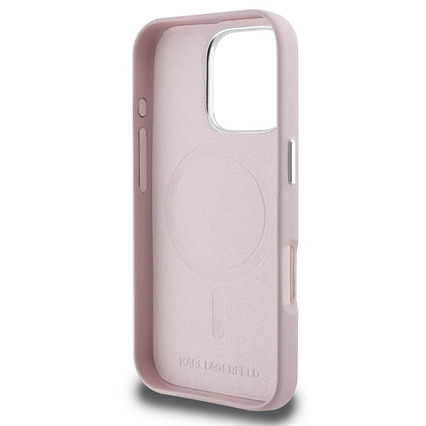Karl Lagerfeld FW Metal Plate MagSafe iPhone 16 Pro Max Case - Pink
