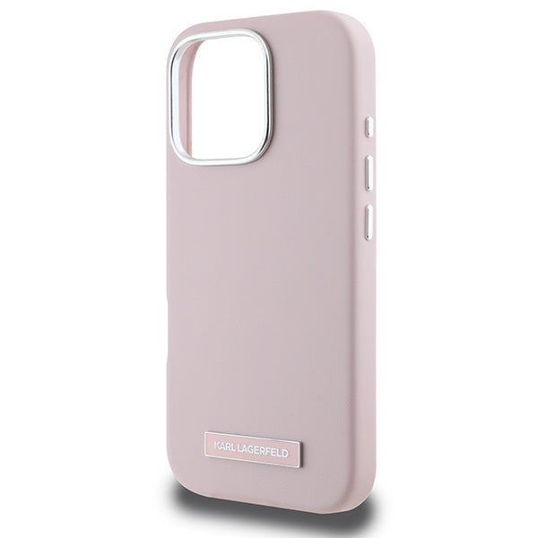 Karl Lagerfeld FW Metal Plate MagSafe iPhone 16 Pro Max Case - Pink