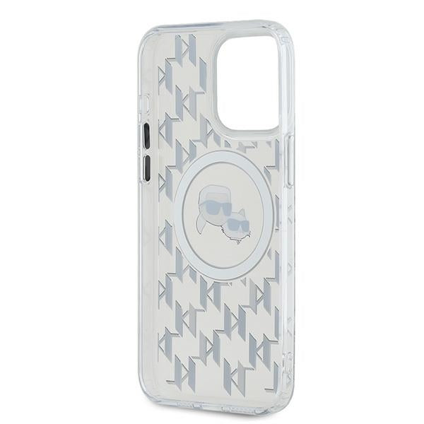Karl Lagerfeld IML Monogram Karl & Choupette Head MagSafe Case for iPhone 15 Pro Max - Clear