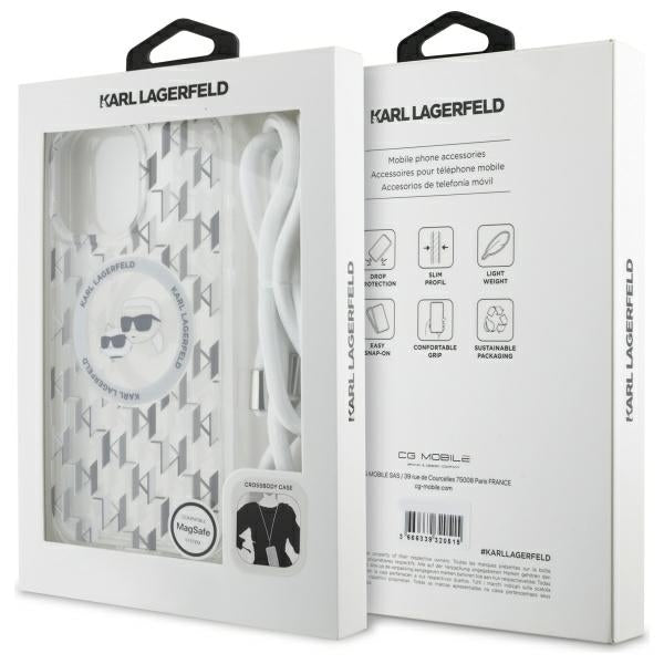 Karl Lagerfeld IML Crossbody Monogram Karl &amp; Choupette Head MagSafe Case for iPhone 16 Pro - Clear