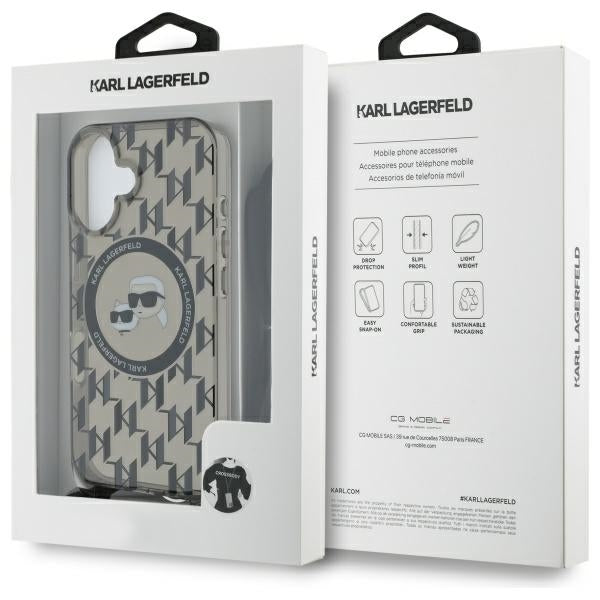 Karl Lagerfeld IML Crossbody Monogram Karl & Choupette Head MagSafe iPhone 16 Case - Black