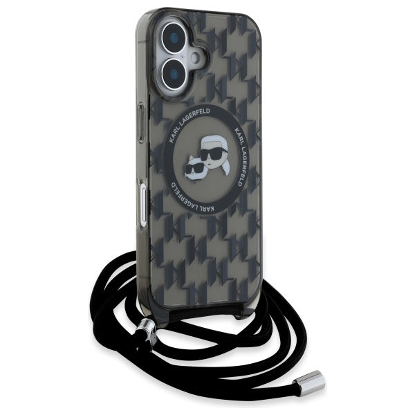 Karl Lagerfeld IML Crossbody Monogram Karl & Choupette Head MagSafe iPhone 16 Case - Black