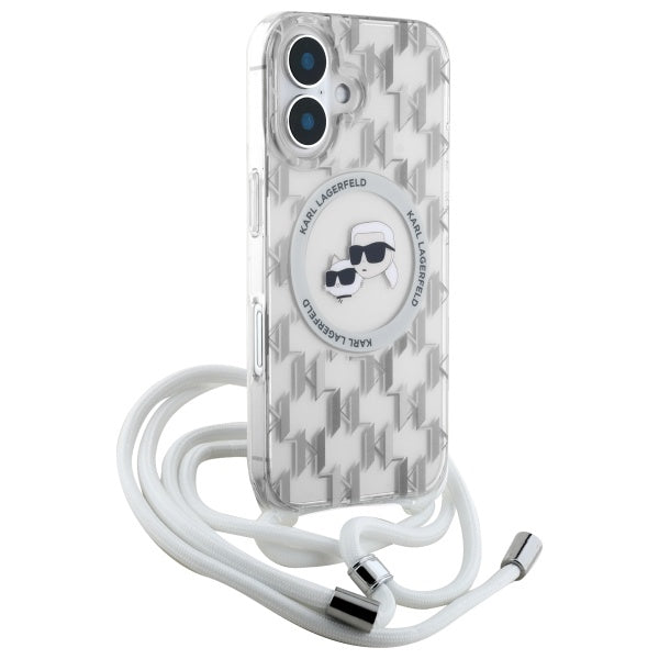 Karl Lagerfeld IML Crossbody Monogram Karl &amp; Choupette Head MagSafe iPhone 16 Case - Clear