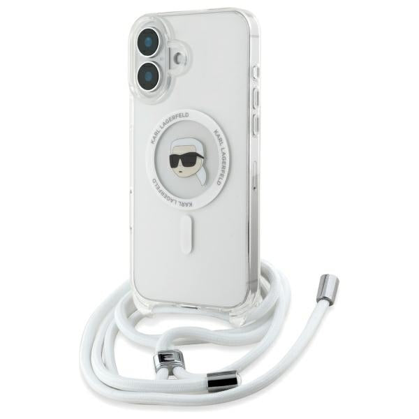 Karl Lagerfeld Crossbody IML Karl Head Magsafe Case for iPhone 16 - Clear