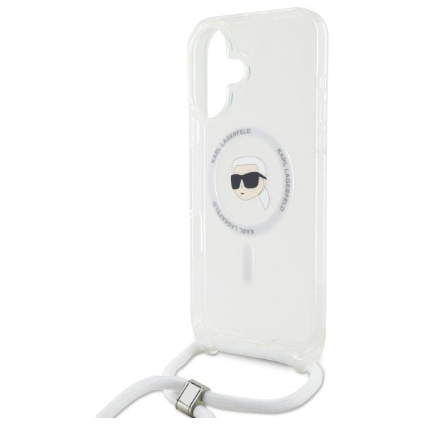 Karl Lagerfeld Crossbody IML Karl Head Magsafe Case for iPhone 16 - Clear