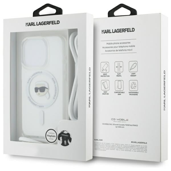 Karl Lagerfeld Crossbody IML Karl Head Magsafe Case for iPhone 16 Pro Max - Clear
