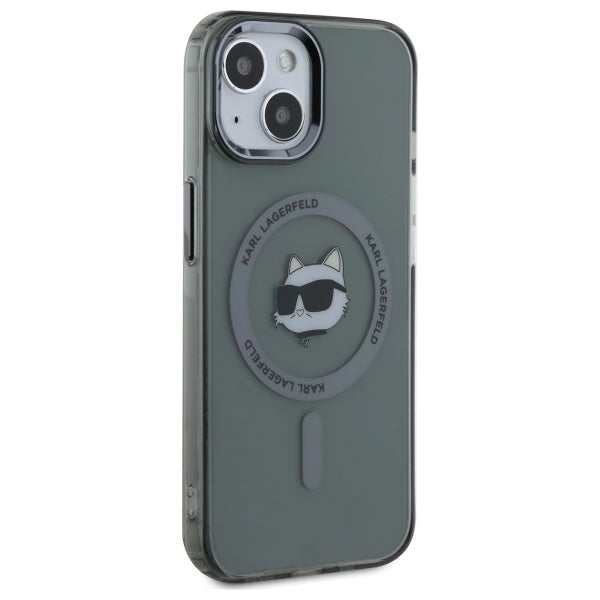 Karl Lagerfeld KLHMP15SHLSCHK iPhone 15 6.1" black/black hardcase IML Metal Choupette Head MagSafe