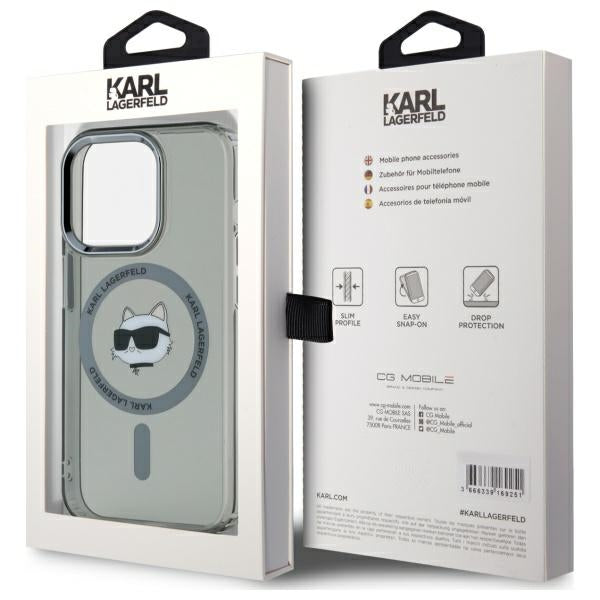 Karl Lagerfeld KLHMP15XHLSCHK iPhone 15 Pro Max 6.7" black/black hardcase IML Metal Choupette Head MagSafe
