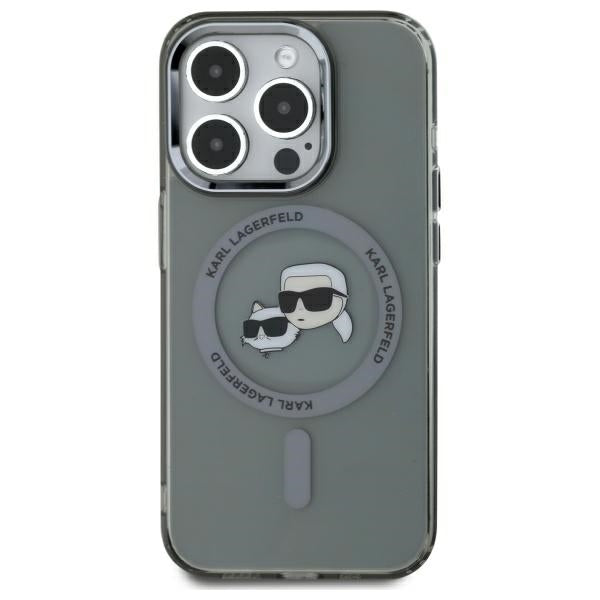 Karl Lagerfeld KLHMP15XHLSKCK iPhone 15 Pro Max 6.7" black/black hardcase IML Metal Karl&amp;Choupette Head MagSafe