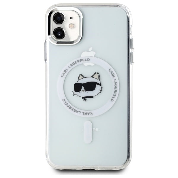 Karl Lagerfeld IML Metal Choupette Head MagSafe iPhone 11 Case - White