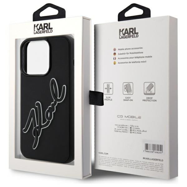 Karl Lagerfeld 3D Rubber Signature case for iPhone 15 Pro - black