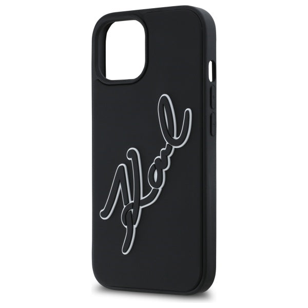 Karl Lagerfeld 3D Rubber Signature iPhone 15 Case - Black