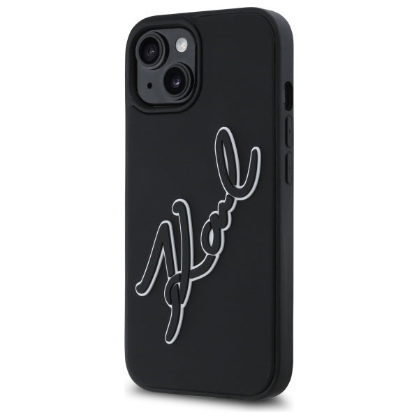 Karl Lagerfeld 3D Rubber Signature iPhone 15 Case - Black