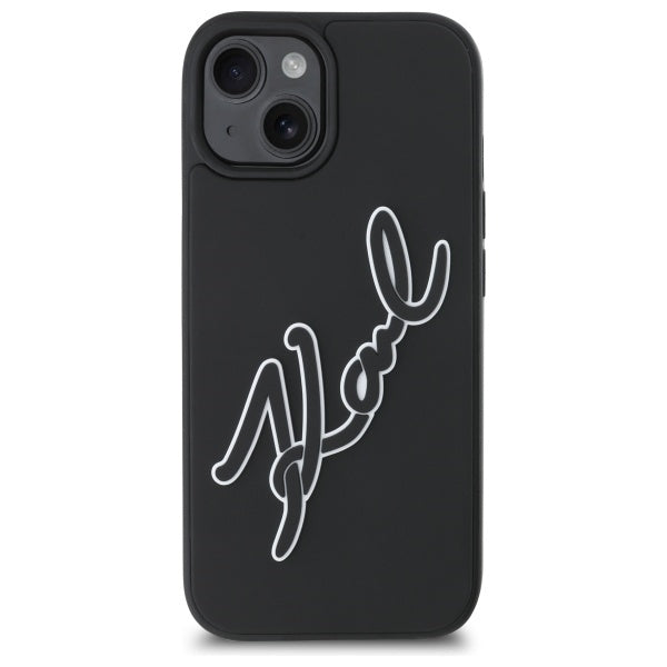 Karl Lagerfeld 3D Rubber Signature iPhone 15 Case - Black