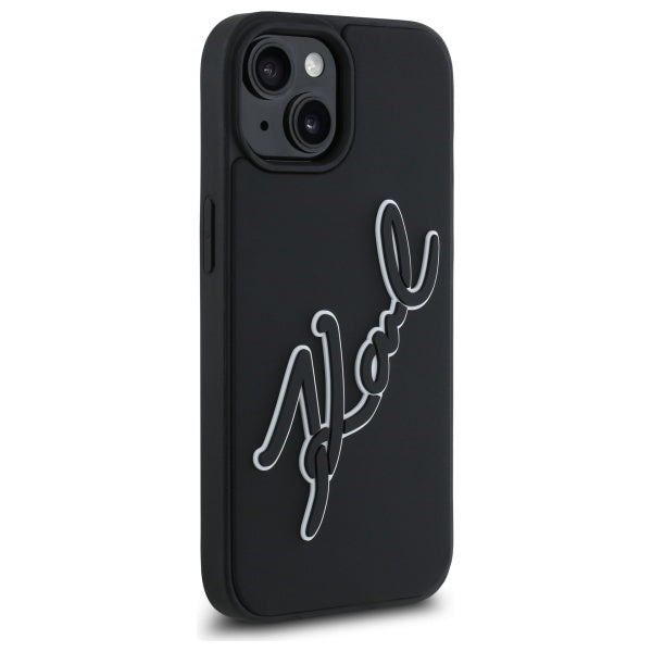 Karl Lagerfeld 3D Rubber Signature iPhone 15 Case - Black