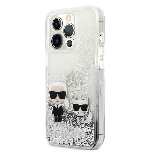 Karl Lagerfeld Liquid Glitter Karl&amp;Choupette case for iPhone 13 Pro / 13 6.1" - silver