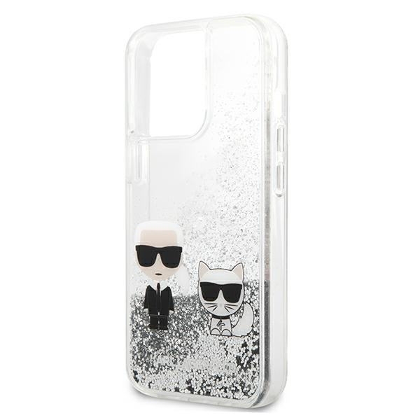 Karl Lagerfeld Liquid Glitter Karl&amp;Choupette case for iPhone 13 Pro / 13 6.1" - silver