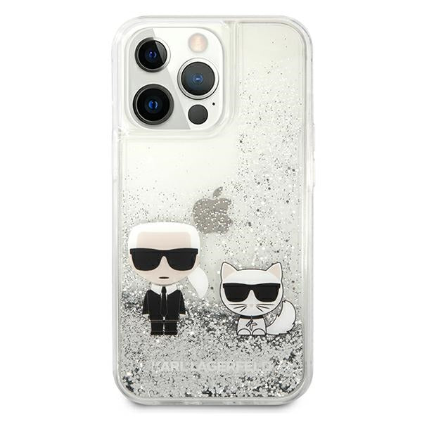 Karl Lagerfeld Liquid Glitter Karl&amp;Choupette case for iPhone 13 Pro / 13 6.1" - silver