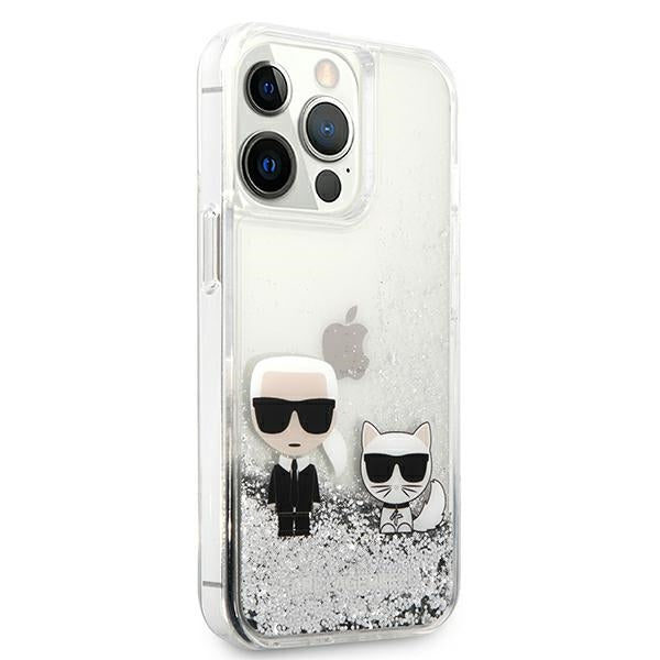 Karl Lagerfeld Liquid Glitter Karl&amp;Choupette case for iPhone 13 Pro / 13 6.1" - silver