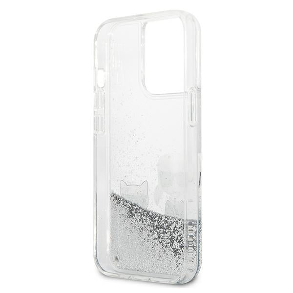 Karl Lagerfeld Liquid Glitter Karl&amp;Choupette case for iPhone 13 Pro / 13 6.1" - silver