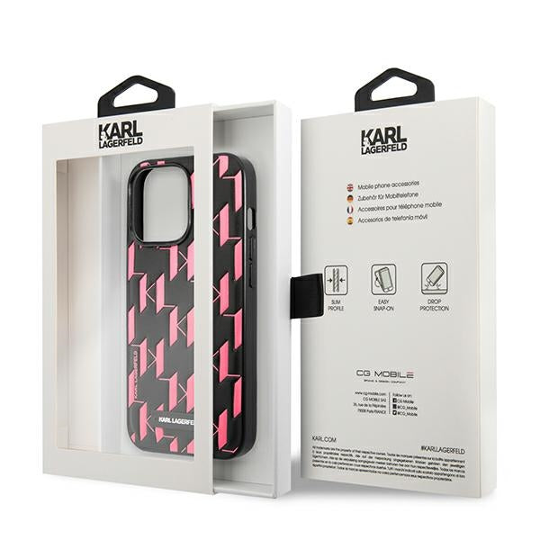 Karl Lagerfeld Monogram Plaque iPhone 13 Pro Max 6.7" Case - Pink