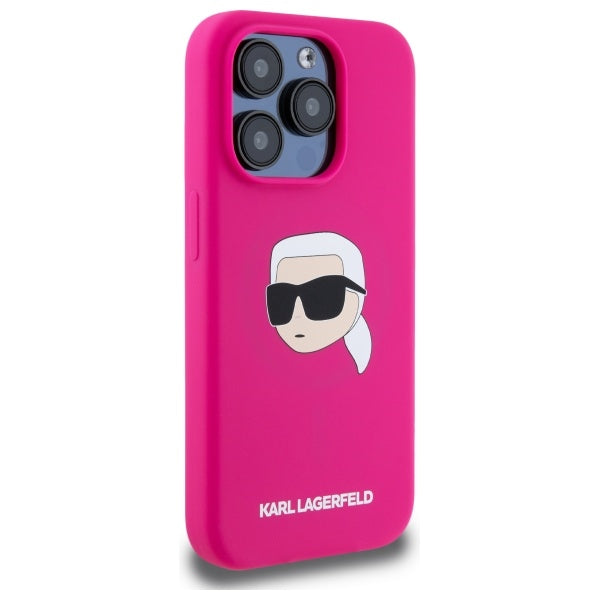 Karl Lagerfeld KLHMP15LSKHPPPLF iPhone 15 Pro 6.1" fuchsia/fuschia hardcase Silicone Karl Head Print MagSafe