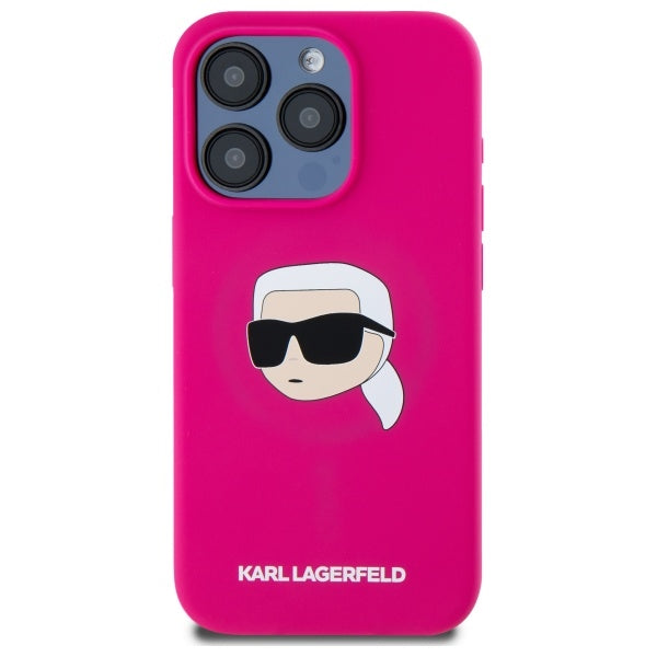Karl Lagerfeld KLHMP15LSKHPPPLF iPhone 15 Pro 6.1" fuchsia/fuschia hardcase Silicone Karl Head Print MagSafe