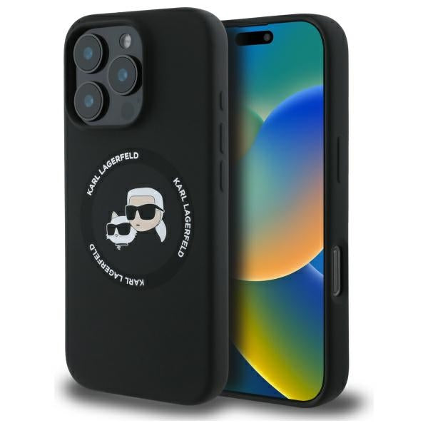 Karl Lagerfeld KLHMP16XSKCHTCK iPhone 16 Pro Max 6.9" black/black hardcase Silicone Karl&amp;Choupette Heads MagSafe