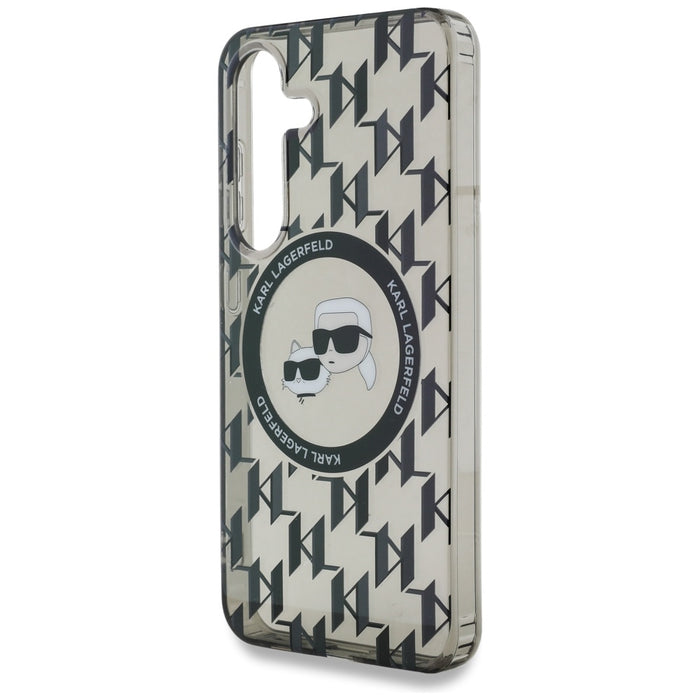 Case Karl Lagerfeld Button Karl&amp;Choupette Heads On KL Pattern MagSafe Samsung Galaxy S25 black