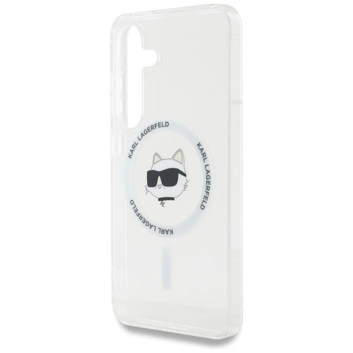 Case Karl Lagerfeld Button Choupette Head Printed Logo MagSafe Samsung Galaxy S25 white