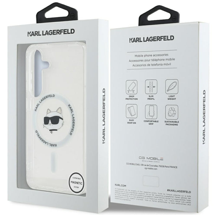 Case Karl Lagerfeld Button Choupette Head Printed Logo MagSafe Samsung Galaxy S25 white