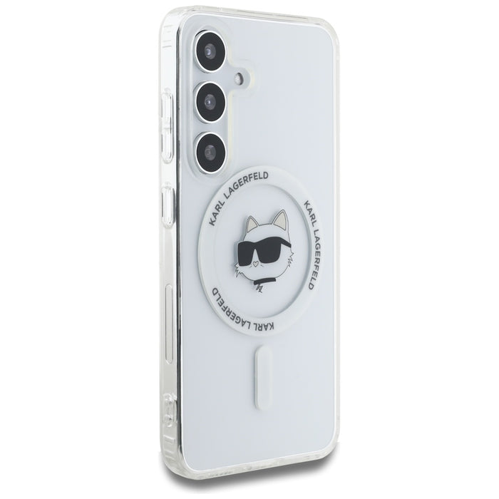 Case Karl Lagerfeld Button Choupette Head Printed Logo MagSafe Samsung Galaxy S25 white