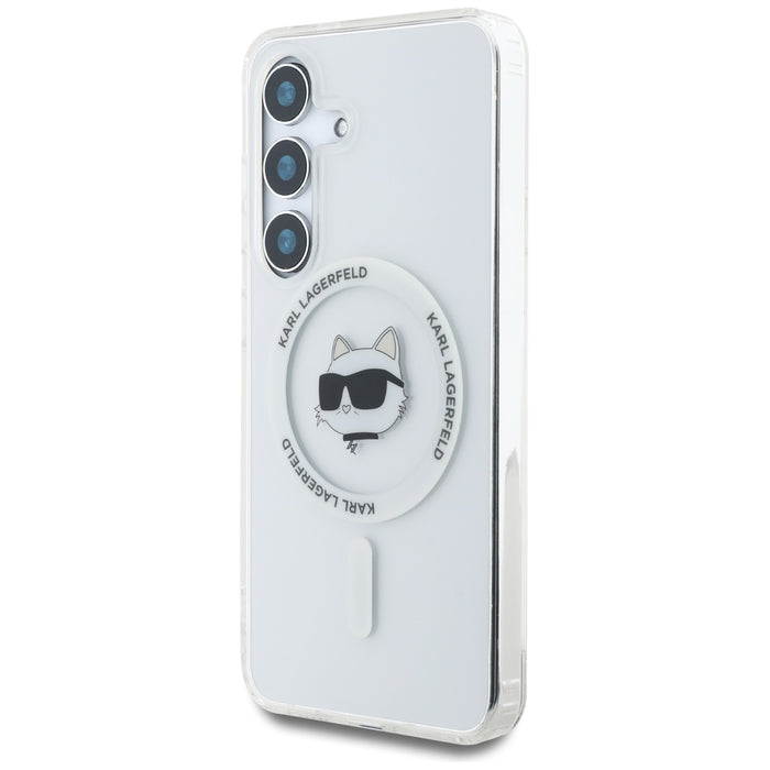 Case Karl Lagerfeld Button Choupette Head Printed Logo MagSafe Samsung Galaxy S25 white