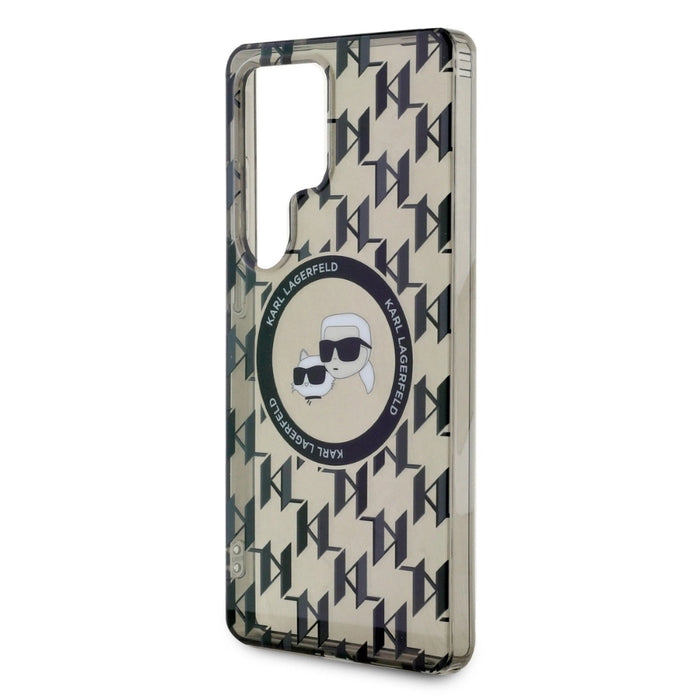 Case Karl Lagerfeld Button Karl &amp; Choupette Heads On KL Pattern MagSafe Samsung Galaxy S25 Ultra black