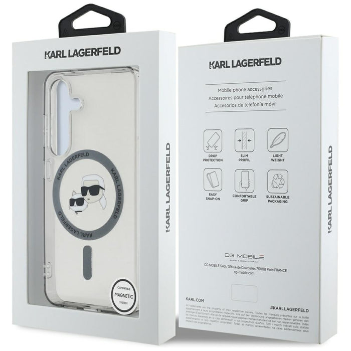 Karl Lagerfeld Button Karl &amp; Choupette Heads Printed Logo MagSafe Samsung Galaxy S25 Plus case black
