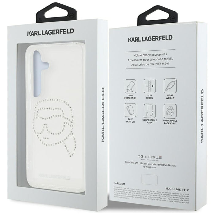 Case Karl Lagerfeld Rhinestones Karl Head Logo Samsung Galaxy S25 transparent