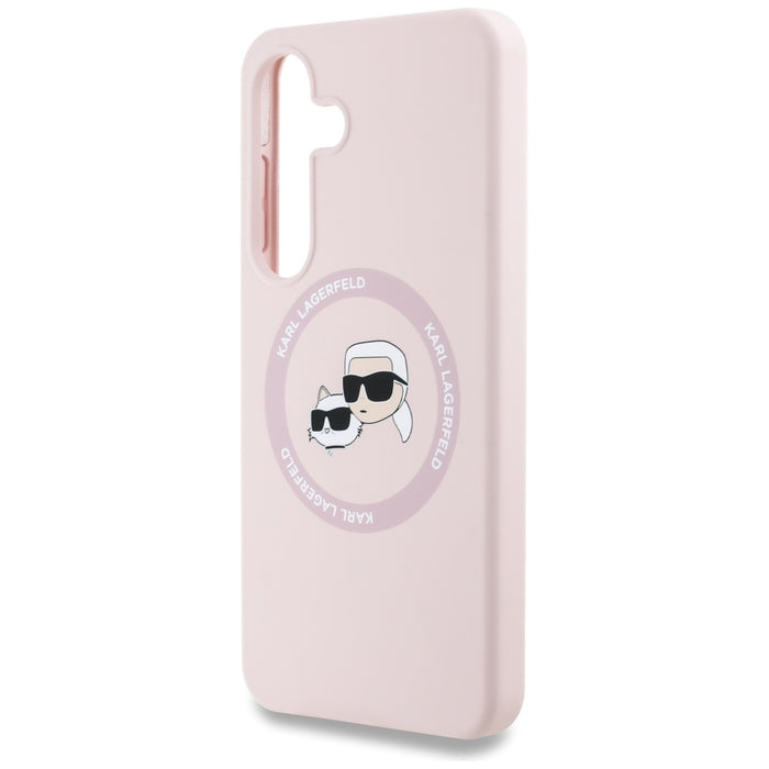 Karl Lagerfeld Silicone Double Heads And Circle MagSafe Samsung Galaxy S25 Plus Case Pink