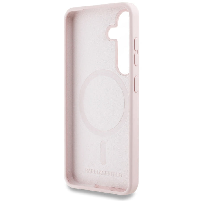 Karl Lagerfeld Silicone Double Heads And Circle MagSafe Samsung Galaxy S25 Plus Case Pink