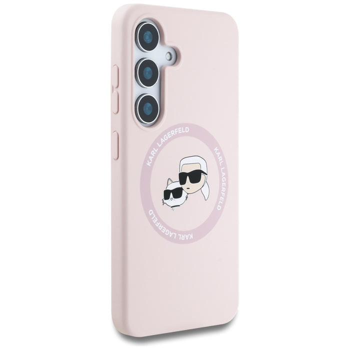 Karl Lagerfeld Silicone Double Heads And Circle MagSafe Samsung Galaxy S25 Case Pink