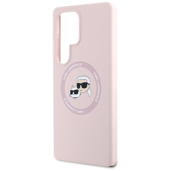 Karl Lagerfeld Silicone Double Heads And Circle MagSafe Samsung Galaxy S25 Ultra Case Pink