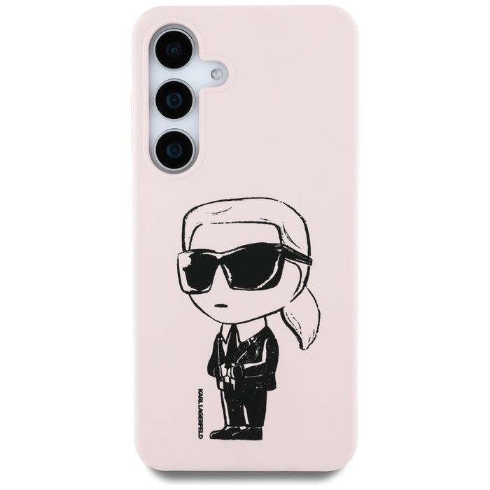 Case Karl Lagerfeld Silicone Graffiti Ikonik Printed Logo MagSafe Samsung Galaxy S25 pink